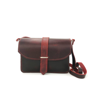 Τετράγωνο αγκράφα μπορντώ/τσάντα δερμάτινη χιαστί