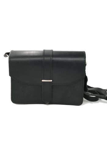 Τετράγωνο αγκράφα μαύρο/τσάντα δερμάτινη χιαστί