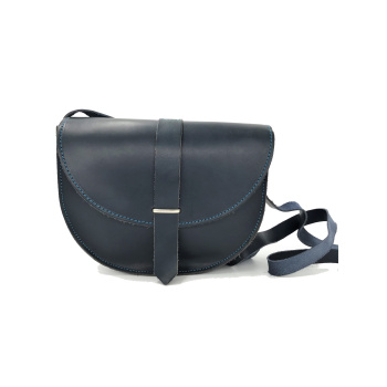 Ημικύκλιο αγκράφα μπλέ/τσάντα δερμάτινη χιαστί