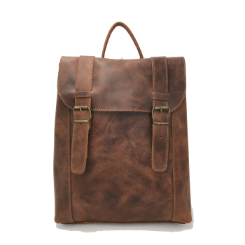 School backpack brown 014/ δερμάτινο σακίδιο πλάτης