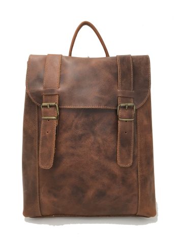 School backpack brown 014/ δερμάτινο σακίδιο πλάτης