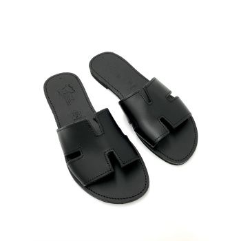 Agatha black 263D δερμάτινα σανδάλια