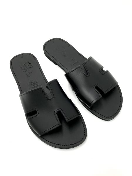 Agatha black 263D δερμάτινα σανδάλια