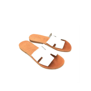 Agatha white 263D δερμάτινα σανδάλια