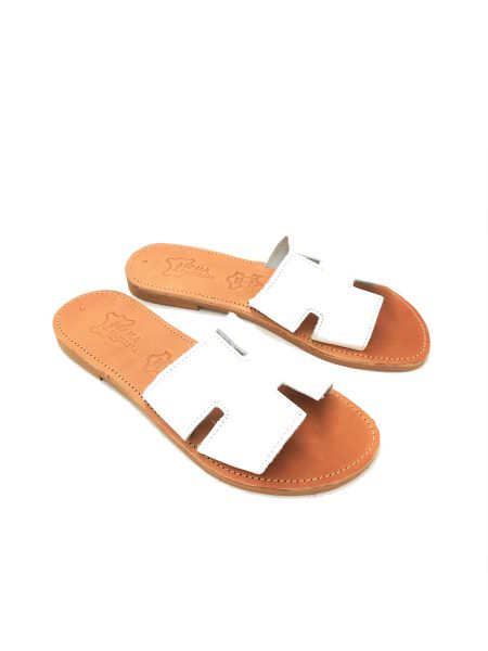 Agatha white 263D δερμάτινα σανδάλια