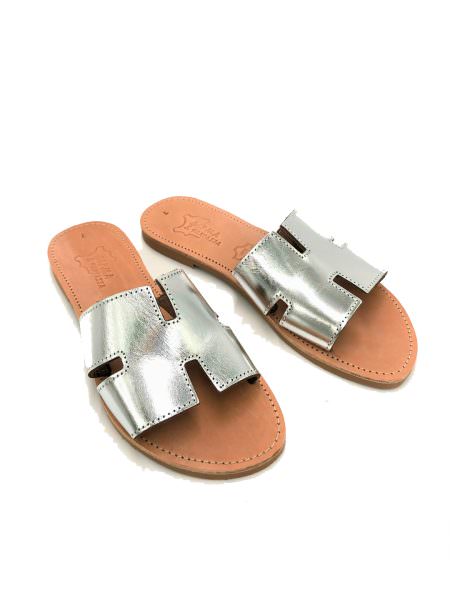 Agatha silver 263D δερμάτινα σανδάλια