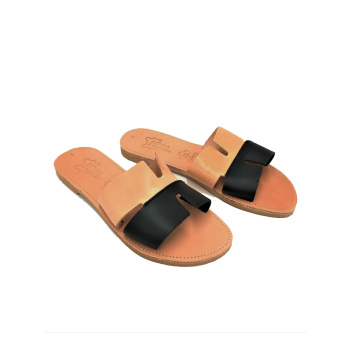 Agatha black/natural 263D δερμάτινα σανδάλια