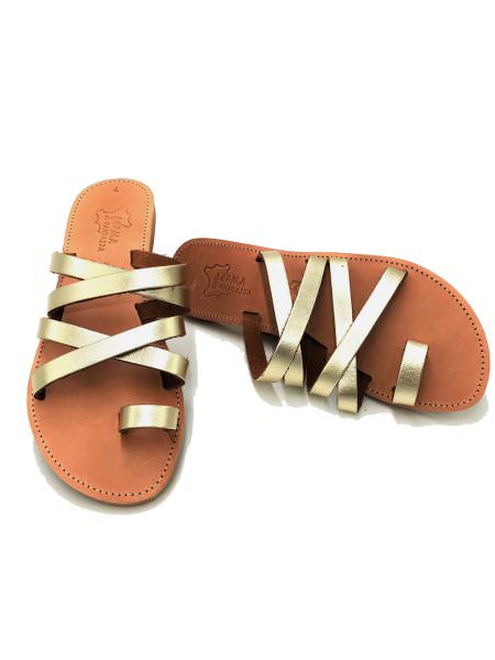 Helena gold 271D δερμάτινα σανδάλια