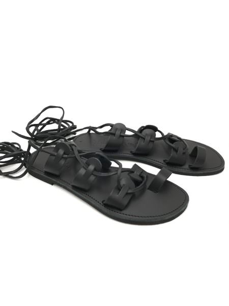 Anastasia black 315D δερμάτινα σανδάλια