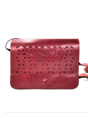 Τετράγωνο διάτρητο μπορντώ/τσάντα δερμάτινη χιαστί Α46Β