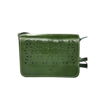 Τετράγωνο διάτρητο πράσινο/τσάντα δερμάτινη χιαστί Α46Β