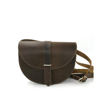 Ημικύκλιο αγκράφα καφέ/τσάντα δερμάτινη χιαστί