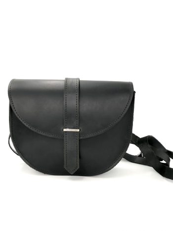 Ημικύκλιο αγκράφα μαύρο/τσάντα δερμάτινη χιαστί