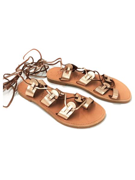 Anastasia pink gold 315D δερμάτινα σανδάλια