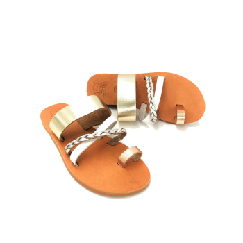 Timothea multy metalic 34L δερμάτινα σανδάλια