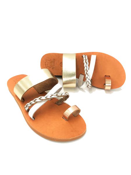 Timothea multy metalic 34L δερμάτινα σανδάλια