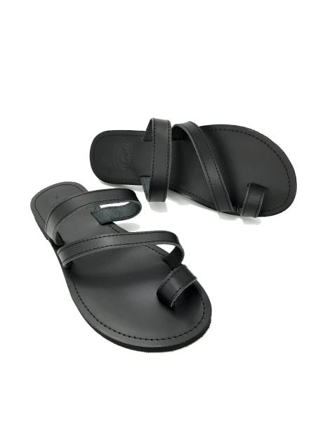 Sappho black 17M δερμάτινα σανδάλια