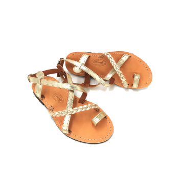 Aikaterine gold 330T δερμάτινα σανδάλια