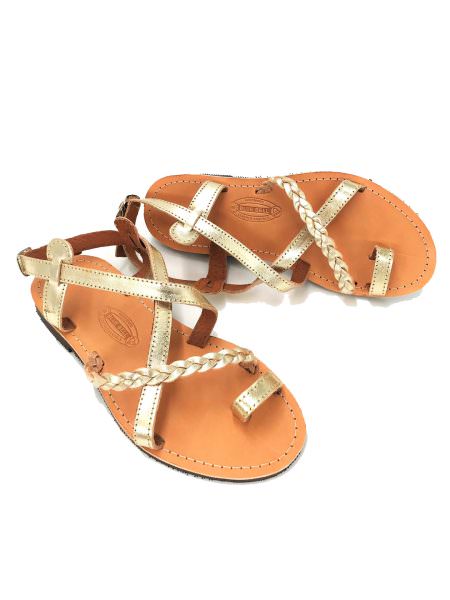 Aikaterine gold 330T δερμάτινα σανδάλια