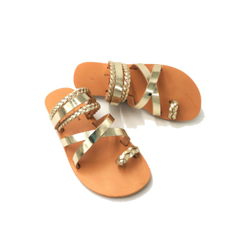 Chrysanthe gold 177X δερμάτινα σανδάλια