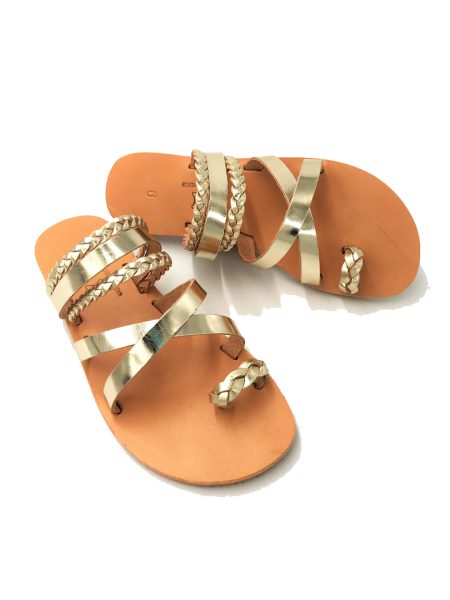 Chrysanthe gold 177X δερμάτινα σανδάλια