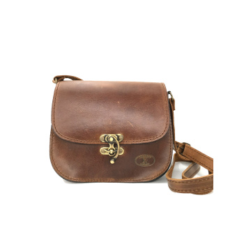 Ηook καφέ/τσάντα δερμάτινη χιαστί 201