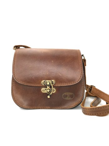 Ηook καφέ/τσάντα δερμάτινη χιαστί 201