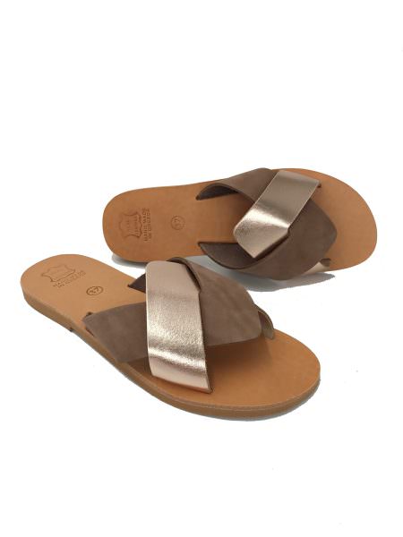 Cleitus taupe/pinkgold 96L δερμάτινα σανδάλια