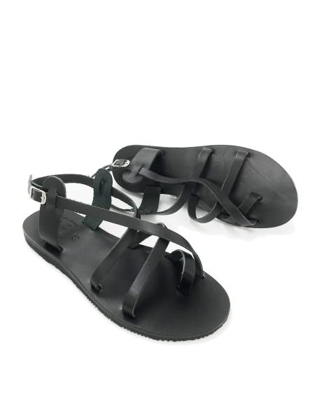 Eumelia black 1706 Traveller's Shoes δερμάτινα σανδάλια