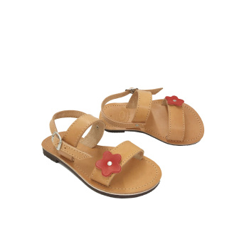 Nerea natural/flower 40flkids δερμάτινα σανδάλια