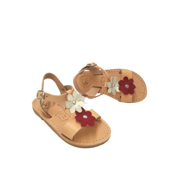 Harmonia natural/flowers 516kids δερμάτινα σανδάλια