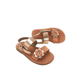 Aglaea pink suede/flower 9kids δερμάτινα σανδάλια