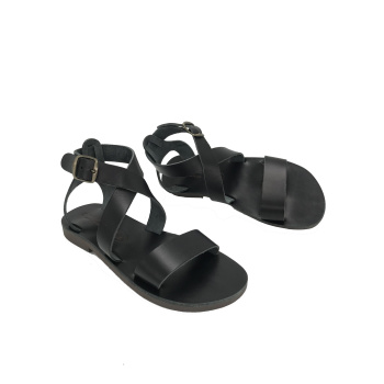 Thalia black 122KL δερμάτινα σανδάλια