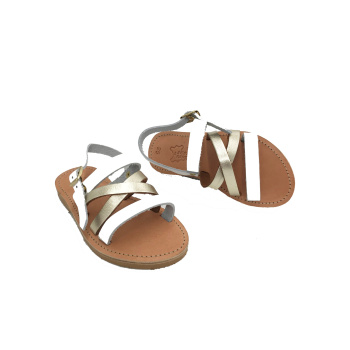 Alecta white/gold 353kids δερμάτινα σανδάλια