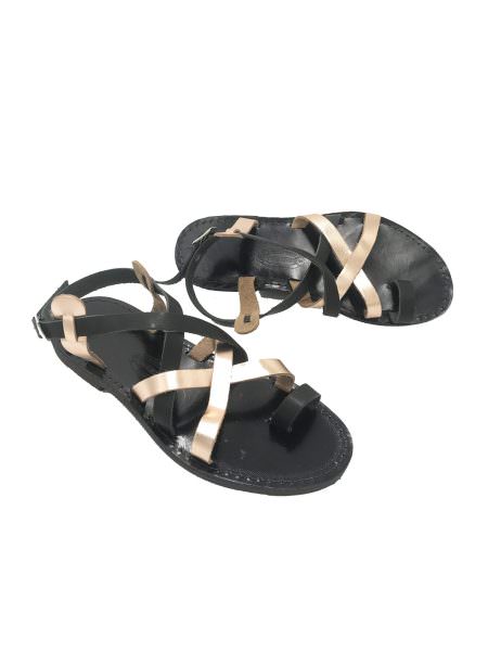 Persephone black/pinkgold 326T δερμάτινα σανδάλια