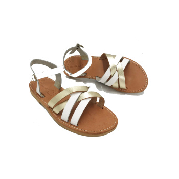 Amphitrite white/gold 620E δερμάτινα σανδάλια