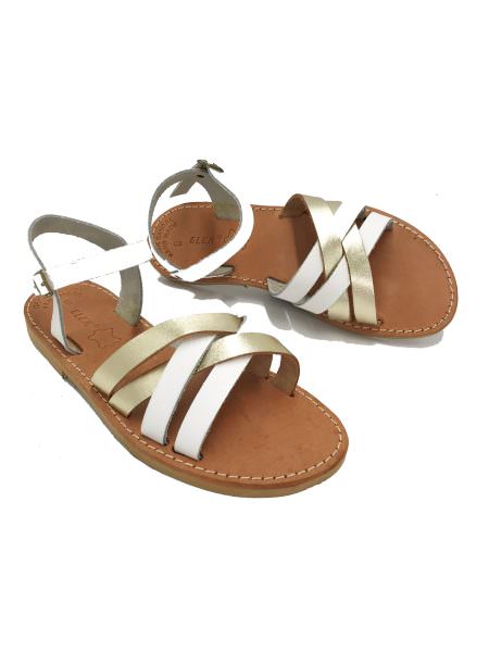 Amphitrite white/gold 620E δερμάτινα σανδάλια