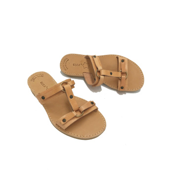 Melpomene natural 15E δερμάτινα σανδάλια