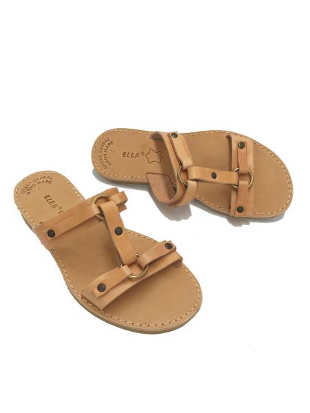Melpomene natural 15E δερμάτινα σανδάλια