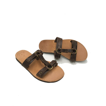 Melpomene brown 15E δερμάτινα σανδάλια