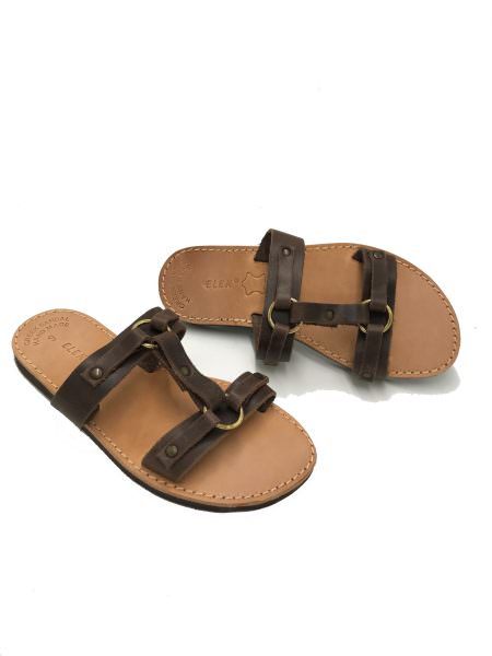 Melpomene brown 15E δερμάτινα σανδάλια