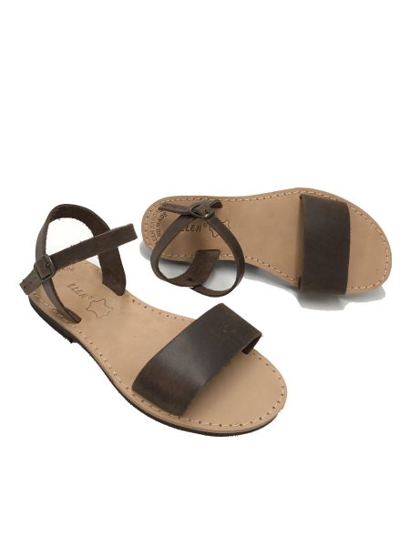Euphrosyne brown 43E δερμάτινα σανδάλια