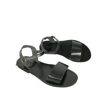 Euphrosyne black 43E δερμάτινα σανδάλια