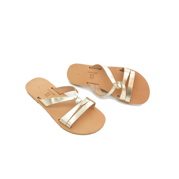 Agnetha gold 8X δερμάτινα σανδάλια