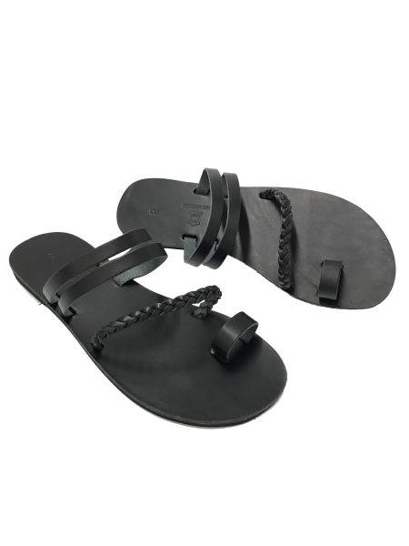 Eudoxia black 204X δερμάτινα σανδάλια