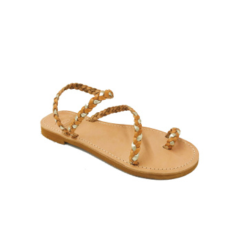 Hegemone natural/gold 21M δερμάτινα σανδάλια